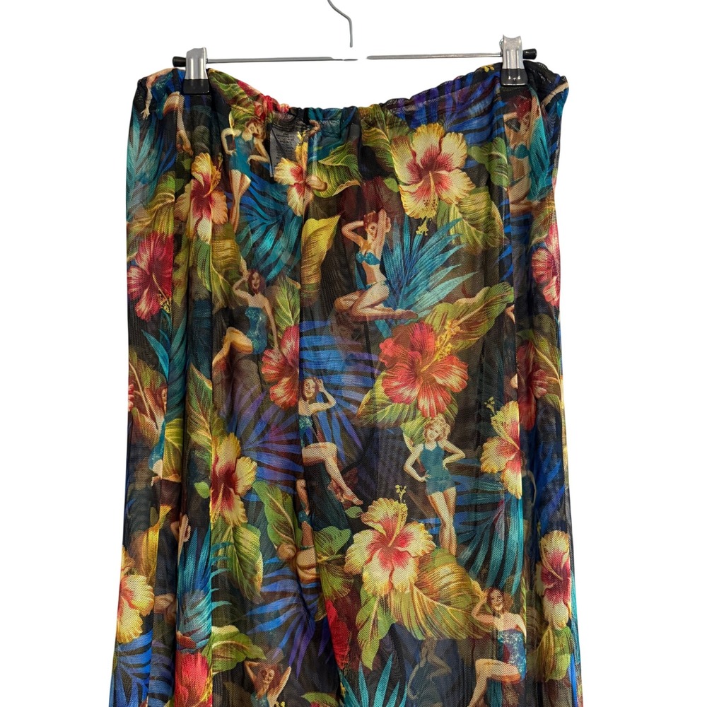 Kathy Ireland Tropical Pin Up Girl Mesh Swim Cover Up Pants Size L - Picture 7 of 9
